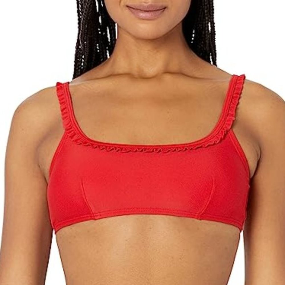 Tommy Hilfiger Ruffle Bralette Bikini Swim Top Scarlet Red